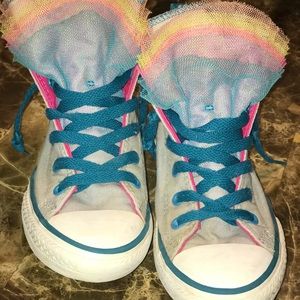 Gray Hightop Multicolored Tulle Converse